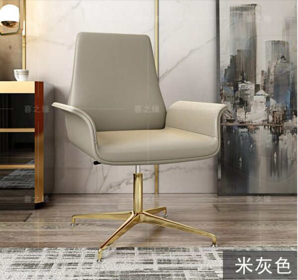 Modern light luxury office chair stainless steel book chair simple study boss chair gold plated computer chair swivel lift chair 3