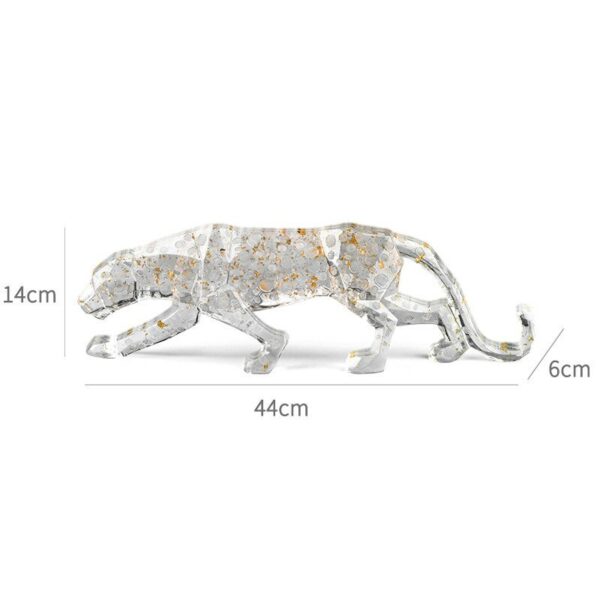 Geometric Cheetah Statue Modern Abstrac Animal Figurine Desktop Office Resin Leopard Sculpture Craft Decoration Gift Home Decor 6