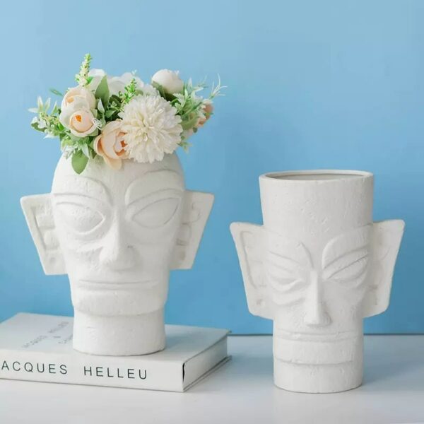 Creative Face Ceramic Vase Porch Living Room Flower Arrangement Office Hotel Antique Cultural Art Decoration Ornaments Gifts 4