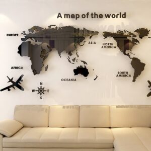 1Pc World Map Wall Stickers Acrylic Creative 3D TV backdrop Wallpaper Decoration Home Living Room Office Interior Decorative 1