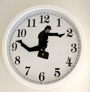 Monty Python Inspired Silly Walk Wall Clock Creative Silent Mute Clock Wall Art For Home Living(black Whi