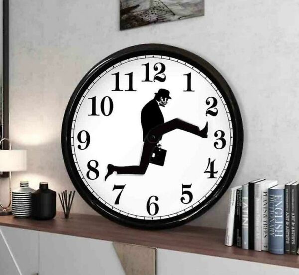 Monty Python Inspired Silly Walk Wall Clock Creative Silent Mute Clock Wall Art For Home Living(black Whi