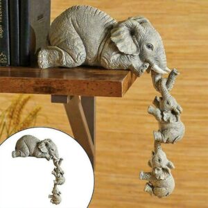 Elephant Sitter Hand Figurines Hanging Edge Ornament Table Home Decor