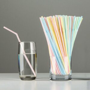 600pcs Disposable Plastic Colorful Straws Flexible Straws For Banquet Bar Drinks