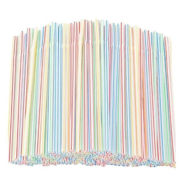 600pcs Disposable Plastic Colorful Straws Flexible Straws For Banquet Bar Drinks