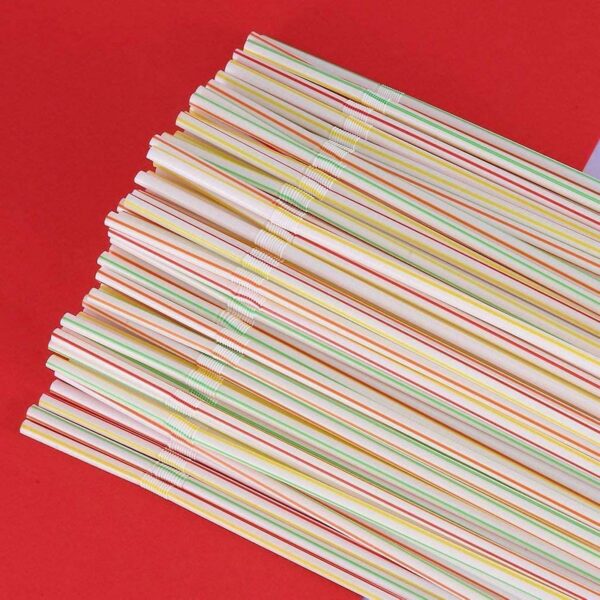 600pcs Disposable Plastic Colorful Straws Flexible Straws For Banquet Bar Drinks