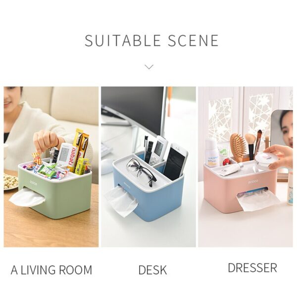 ECOCO Tissue Box Desktop Storage Tools Multifunctional Sundries Storage Organizer Napkin Rack for Office Bedroom Living Room 5