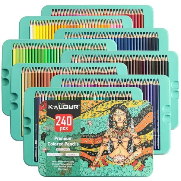 Artist Grade Soft Core Oil-based Premium 240pcs Color Pencil in Tin Box, Pre Sharpened Crayons -Ideal Christmas Gift Pens 4