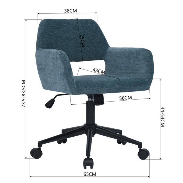 25.6" L x 21.3"W Home Modern Furniture Office Desk Chair Computer Chair Fashion Velvet Adjustable Swivel Office Chair Blue 3