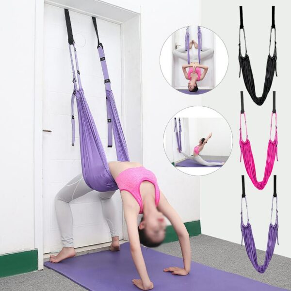 Adjustable Aerial Yoga Strap Stretching Anti-gravity Hammock Swing Inversion Exercises Belt Flexibility Trainer Body Building 2