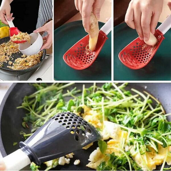 Multifunctional Kitchen Cooking Spoon Garlic Press Colander Spoon