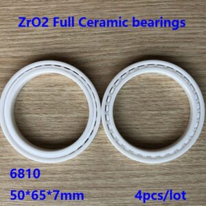 4pcs/lot 6810 50*65*7mm ZrO2 Full Ceramic bearings Zirconia Ceramic deep groove ball bearings 50×65×7mm 1