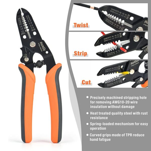 IWISS Ratchet Wire Crimping tool kit w/5 Interchangeable Jaws,Wire Striper&Cutter for Insulated/Non-Insulated Terminals Plier 3