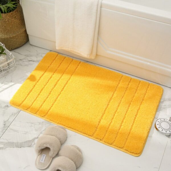 Inyahome Luxury Bathroom Floor Mats Soft Shaggy Absorbent Plush Microfiber Bathroom Striped Rugs Pad Carpet Farmhouse Decor 1