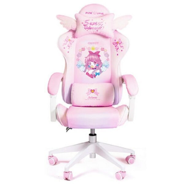 Hot Sale New Pink Cartoon Game Live Gaming Chair Home Comfortable Girl Cute Computer Chair Makeup Stool Adjustable Transfer Sofa 4