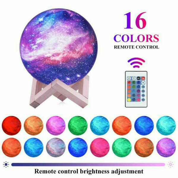 16 Colors 3d Moon Lamp Led Starry Galaxy Night Light Touch Changing