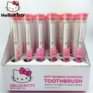 12/24pcs Kawaii Cartoon Hello Kitty Toothbrush Soft Bamboo Charcoal Toothbrush Travel Portable Household Toothbrush For Girls 2