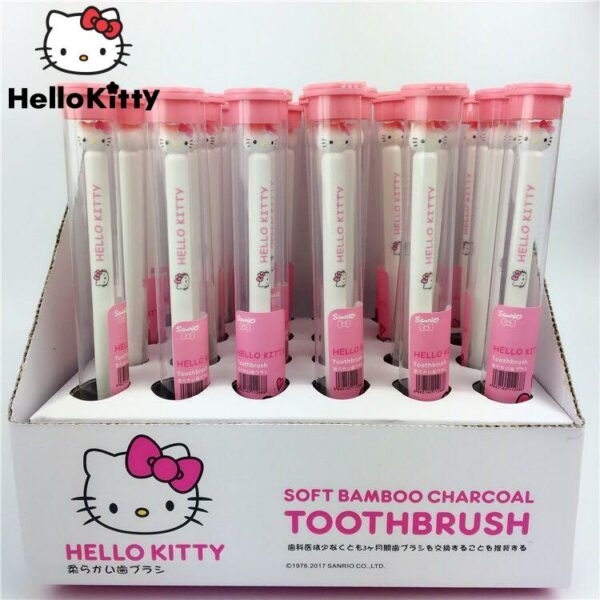 12/24pcs Kawaii Cartoon Hello Kitty Toothbrush Soft Bamboo Charcoal Toothbrush Travel Portable Household Toothbrush For Girls 2