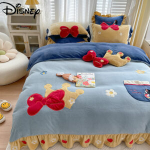 Disney winter cartoon princess at large milk velvet four-piece simple coral velvet bed linen children's bedding 1