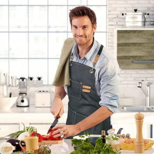 Inyahome Chef Apron Cross Back Apron for Women and Men Cotton Canvas with Adjustable Straps and Large Pockets Kitchen Cook Apron 1