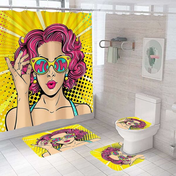 4pcs/set Sexy African Black Woman Bathroom Shower Curtain Sets With Rugs, Shower Curtain And Rug Set For