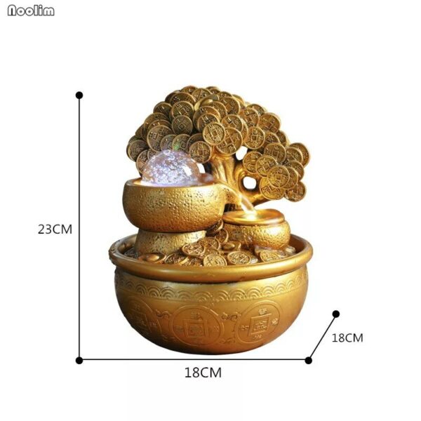 Gold Money Tree Water Fountain Ornaments Feng Shui Transfer Ball Waterscape Office Living Room Desktop Humidification Decoration 5