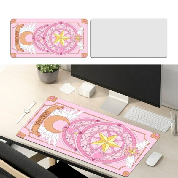 80x40cm Leather Printed Desk Pad Cartoon Pink Girl Heart Mouse Pad Gaming Non-Slip Keyboard Pad Large Overlock Office Supplies 3