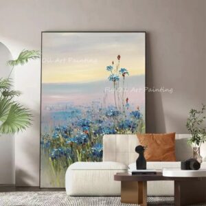 Colorful Flower Thick beautiful Large Size 100% Handpainted oil painting for office living room  as  a gift unframe decoration 2