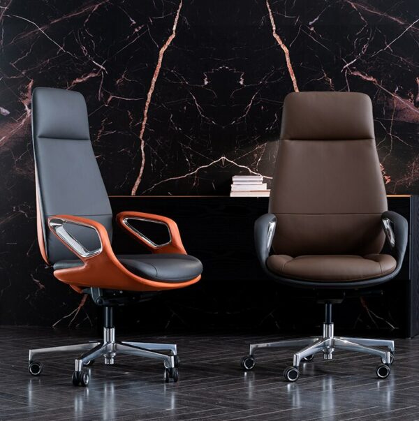 Leather boss office chair modern computer chair business light luxury executive chair president chair reclining 5