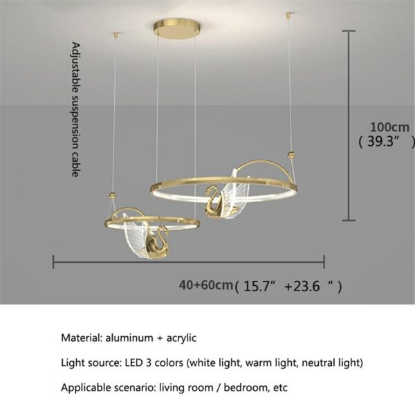 OUTELA Nordic Creative Pendant Light Swan Round Ring Chandelier Lamp for Bedroom Parlor Home Modern Fixtures 6