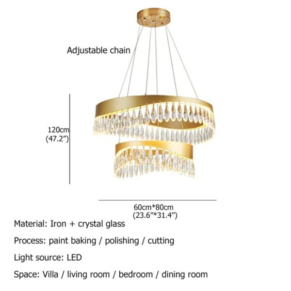 AOSONG Chandelier Pendant Lamp Postmodern Gold Luxury Home LED Light Fixture for Living Dining Room 6