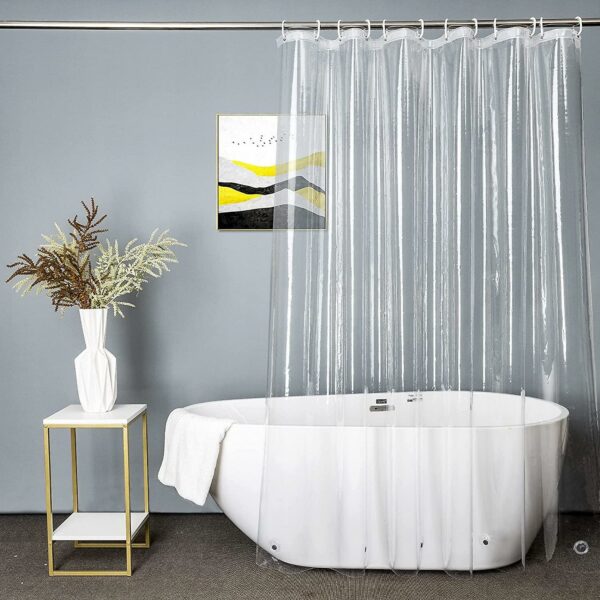 Clear Shower Curtain Liner 72 x 72 inch, PEVA Bath Curtain