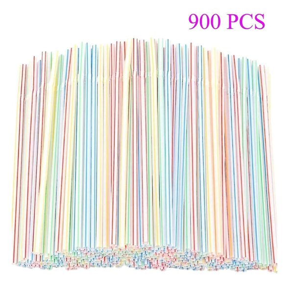 900pcs Plastic Disposable Straws For Parties/bar/beverage Shops/home Straws