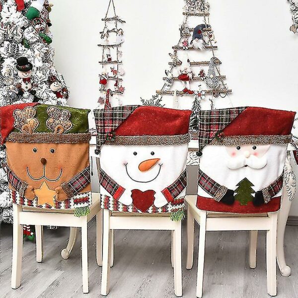 Santa Hat Christmas Chair Back Cover Decoration Home Kitchen Decoration