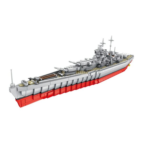 1602PCS MOC 60CM WW2 Military Warships Series Building Blocks HMS Hood KMS Bismarck Battleship Model Soldier Weapon Toys For Kid 6