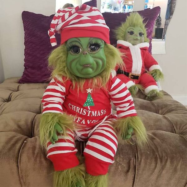 Christmas The Grinch Plush Doll Reborn Baby Grinch Stuffed Toy Xmas Gift