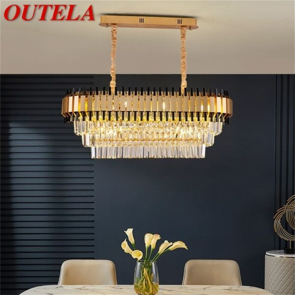 OUTELA Postmodern Chandelier Rectangle Fixtures Crystal Pendant Lamp Luxury Light LED Decorative for Home 1