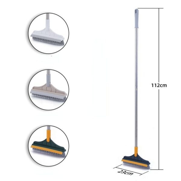 2 In 1 Floor Scrub Brush Stainless Long Handle Crevice Brush Scrubber Detachable Stiff Bristles Tile Cleaning Tools Broom Mop 6