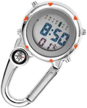 Climbing Accessories Multi-function Carabiner Mini Outdoor Digital Watch Outdoor Sports Cable Lock (orang