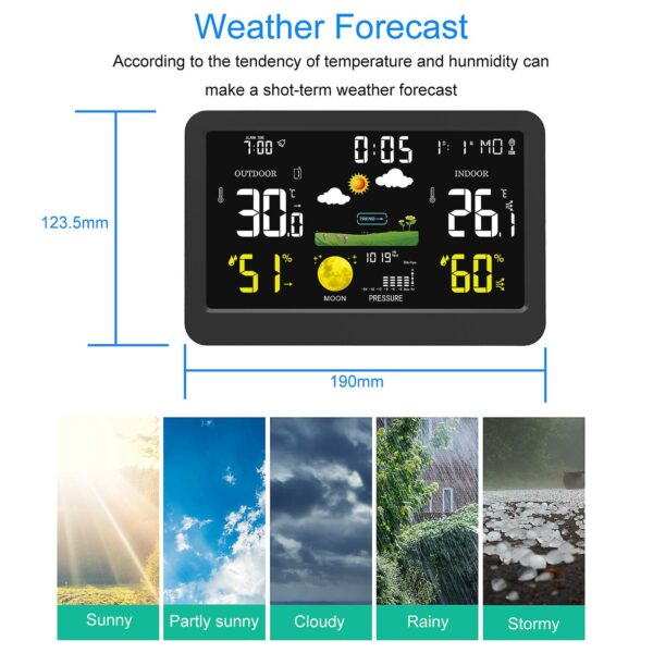 Wireless Color Screen Weather Clock Indoor And Outdoor Temperature And Humidity Meter Sound Control Clock