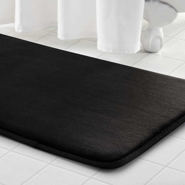 Memory Foam Bath Mat Non Slip Absorbent Super Cozy Velvet Bathroom Rug Carpet (20 Inches X 32 Inches, Bla