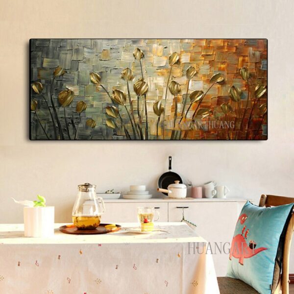 Hand-painted oil painting red flowers of thick oil painting abstract knife office sitting room sofa decorate children room hall 6