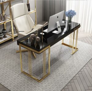 Modern light luxury desk Nordic stainless steel computer desk simple modern desk home study writing desk 1