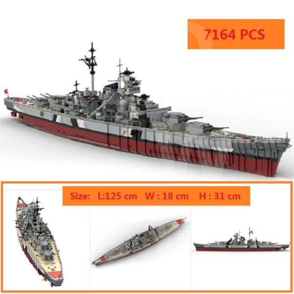 New 7164PCS WW2 German Bismarck Battleship Cruiser Model World Military Toys for Kids Weapon Building Blocks Bricks Gifts Boys 1