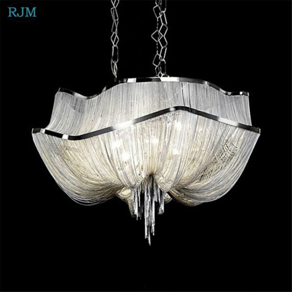 Post-Modern Luxury Tassel Pendant Lamp Two-Story Aluminum Pendant Lights for Duplex House Hotel Lobby Living Room Lighting Decor 3