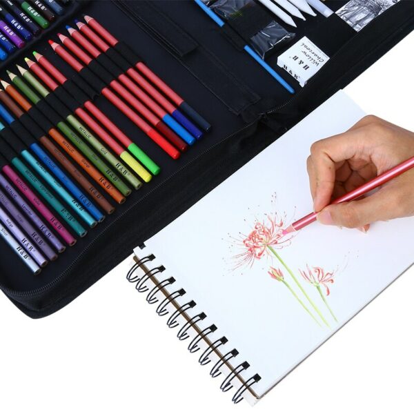 122 Pcs Professional Colored Pencils Water Soluble Watercolor Pencil Set Metallic Oil Pencil Carbon pencil Artist Art Supplies 4