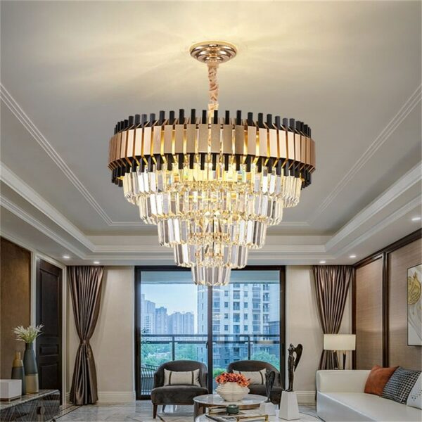 OUTELA Postmodern Chandelier Rectangle Fixtures Crystal Pendant Lamp Luxury Light LED Decorative for Home 4