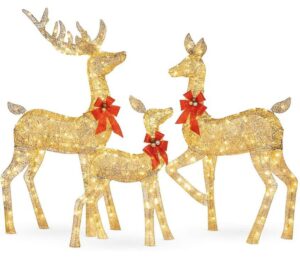 3pcs Lighted Christmas Deer Family Set Outdoor Yard Decoration