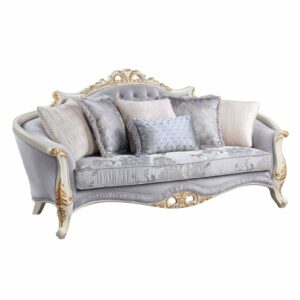 Fabric sofa button tufted living room sofa with golden trim armchair with/6 pillows living room bedroom furniture 1