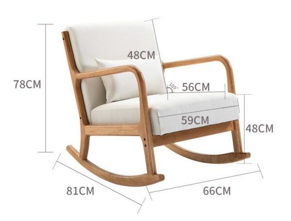 Formwell Rocking Lounge Chair, Leisure chair for living room, bed room, solid wood frame, Waist pillow 5